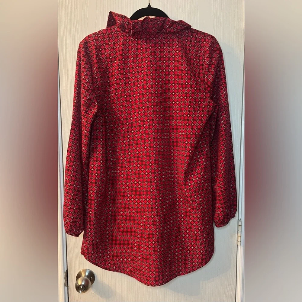🛍️Mud Pie Small Red Ruffled Buttoned Blouse - Picture 3 of 3
